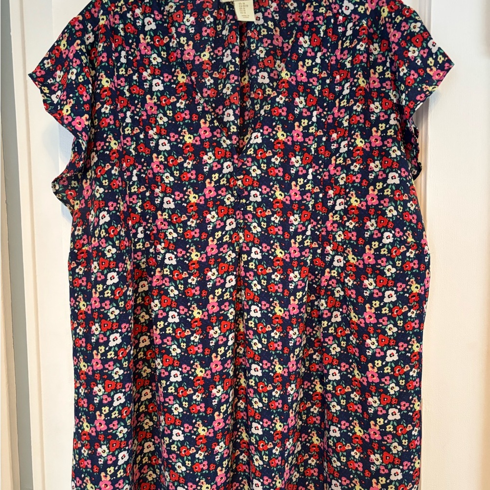 Cynthia Rowley Floral Blouse - Navy, Pink, White